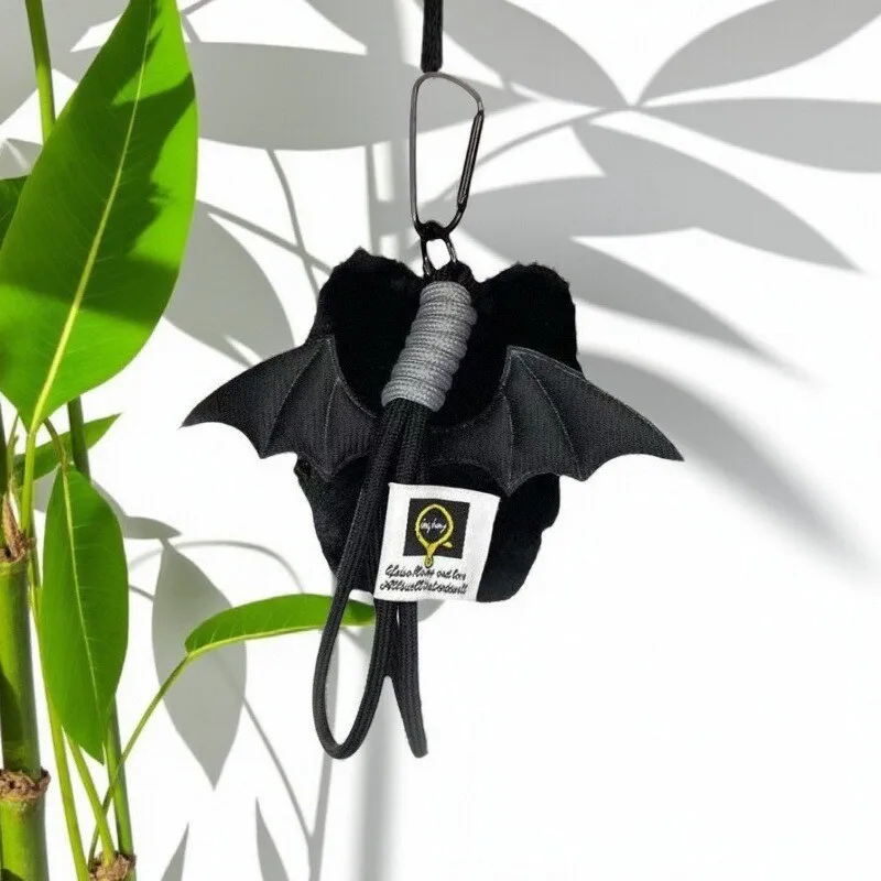 Ghost Wing Black Cat Pendant With Big Eyes Punk Goth Keychain For Bag Backpack Purse Gothic Lolita Aesthetic School Supplies