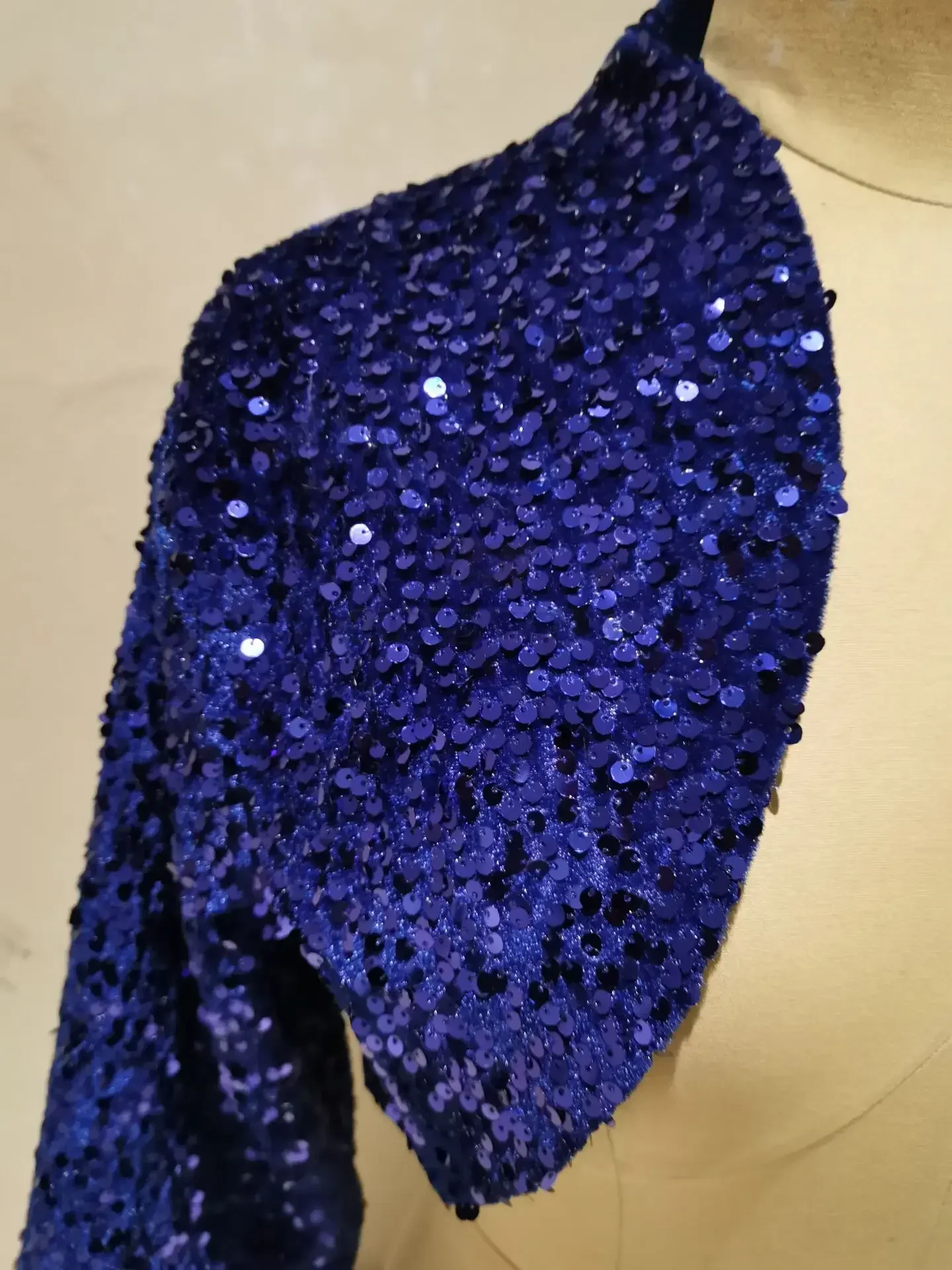 Royal Blue Wedding Jacket Bling Bling Sequined Prom Bolero Party Coat 3/4 Long Sleeve Bridal Jackets Party Top Customized