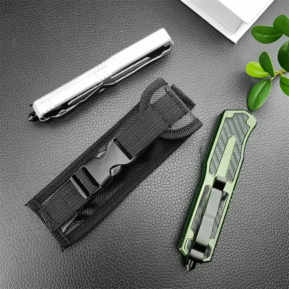 Outdoor Tactical Pocket Knife 440C Blade Zinc Alloy+Carbon Fiber Handle with Pocket Clip Fruit Knife Flipper Knife Camping Tool