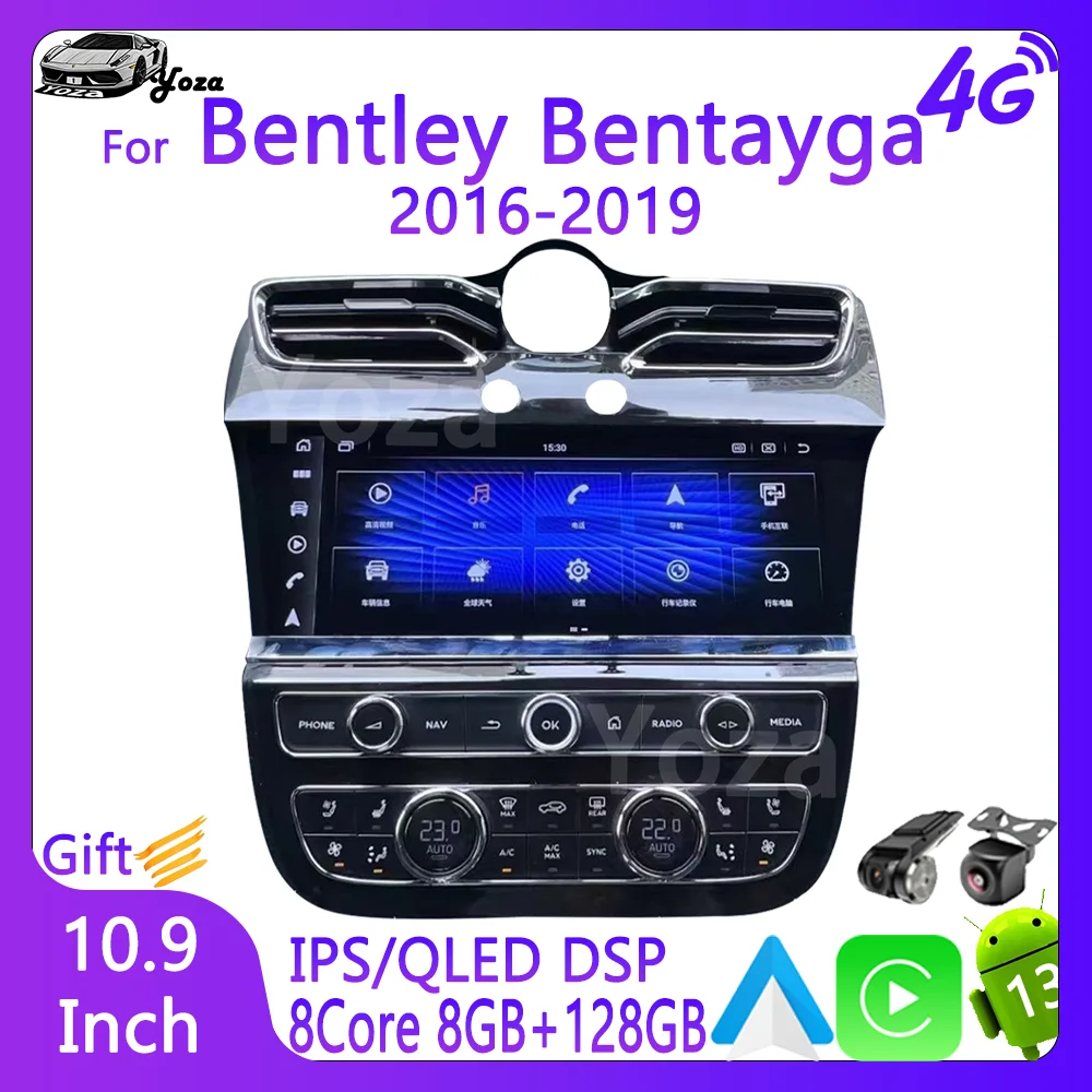 

Автомобильный радиоприемник Yoza Carplay для Bentley Bentayga 2016-2019 1:1 2024, модель Android13, мультимедийная GPS-навигация, 4G, WIFI