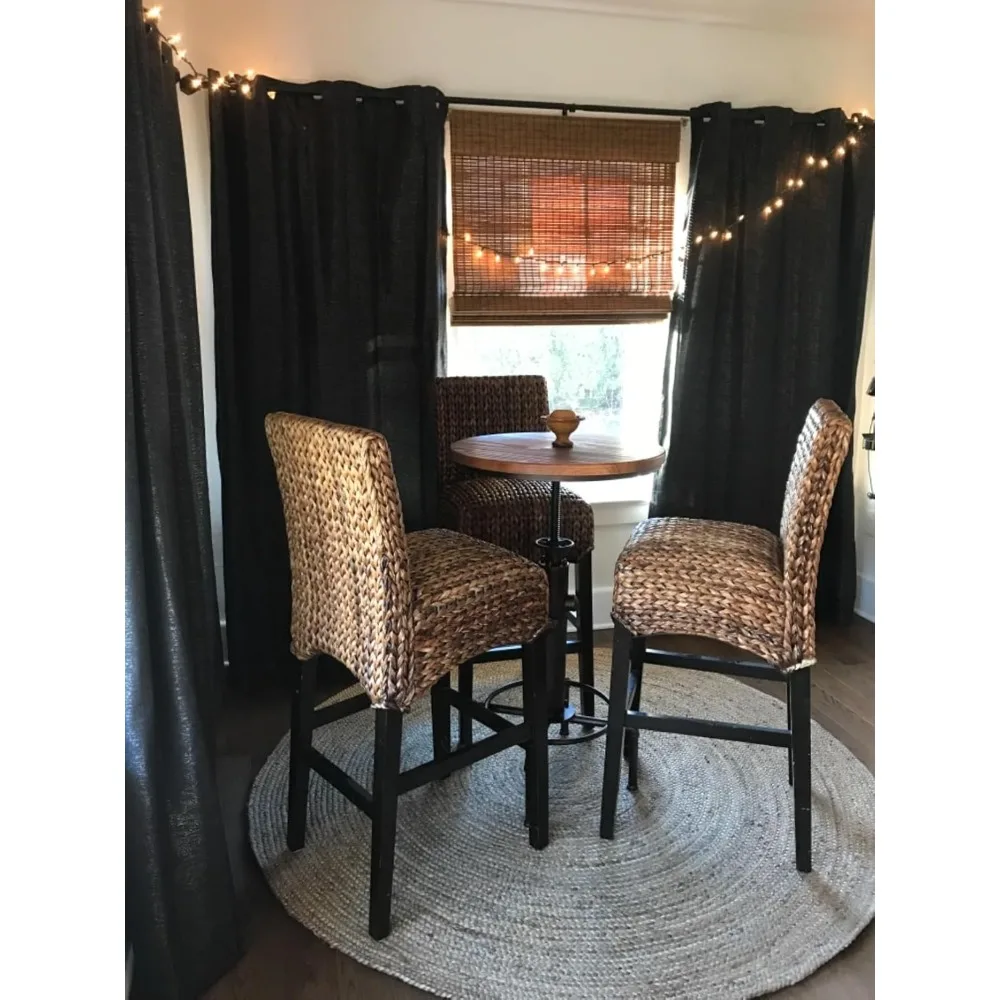 Adjustable Height Swivel Round Wood Top Industrial Bar Table, 32.3-36.2, 23.7 Diameter, Suitable for Kitchen, Dining, Office, Co