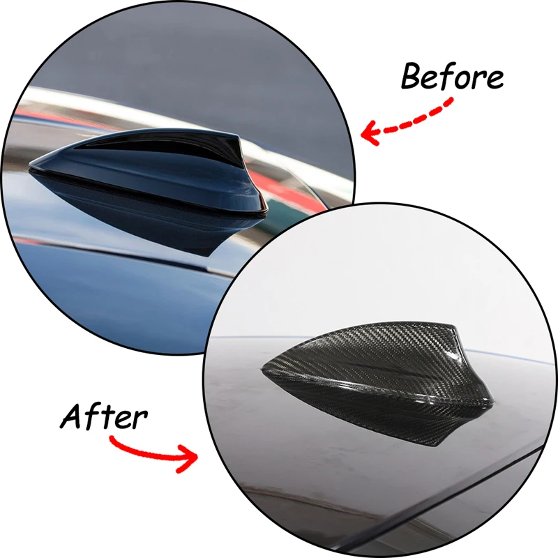 ل BMW 2 3 4 5 سلسلة F22 F30 F34 F32 G20 G30 صحيح ألياف الكربون سقف هوائي غطاء الزخرفية زعانف القرش قطع غيار السيارات #2