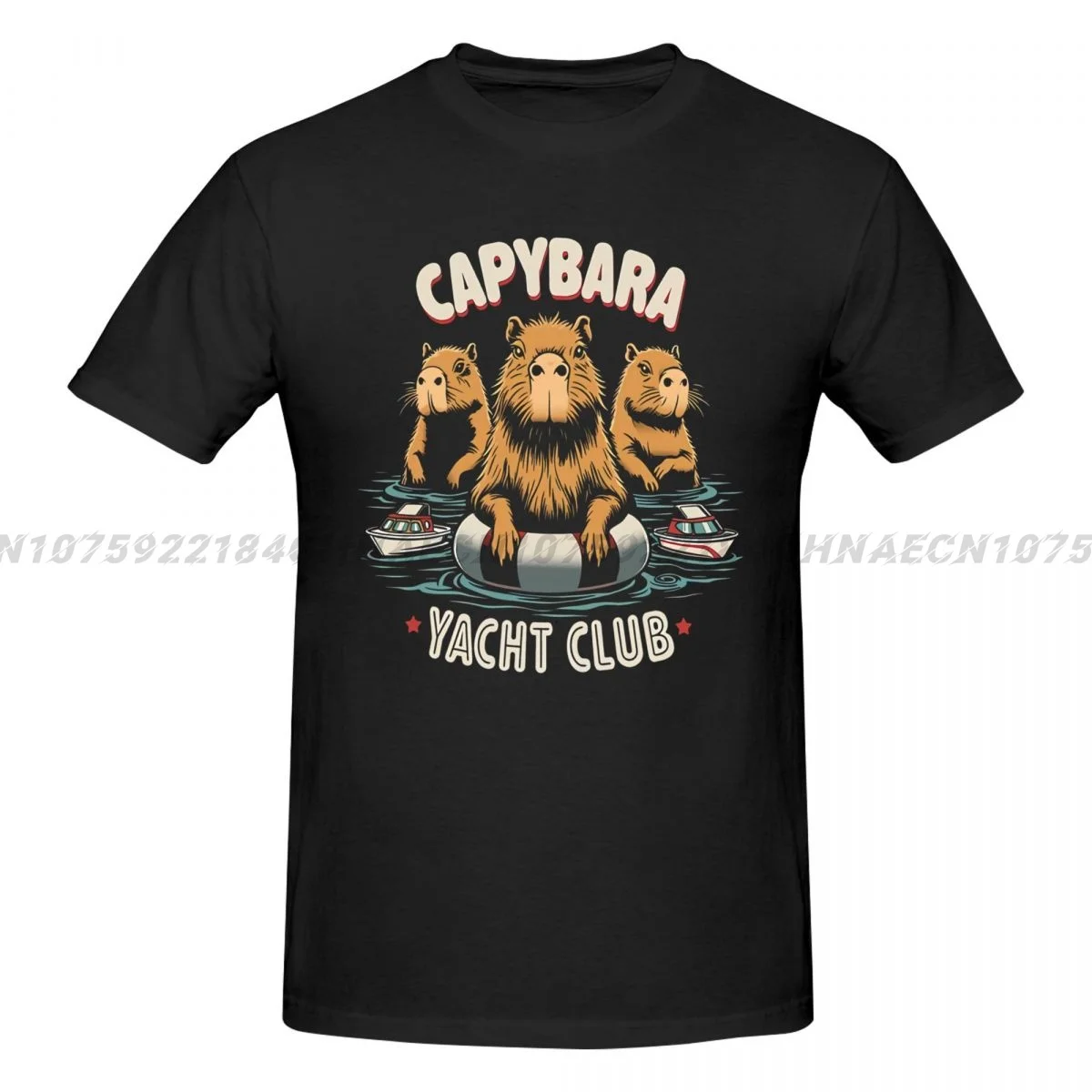 

Capybara Yatch Club Men Shirt Crew Neck TShirt Oversized Tops Clothing Sleeve Tees Breathable and comfortable Gift Idea T-Shirt