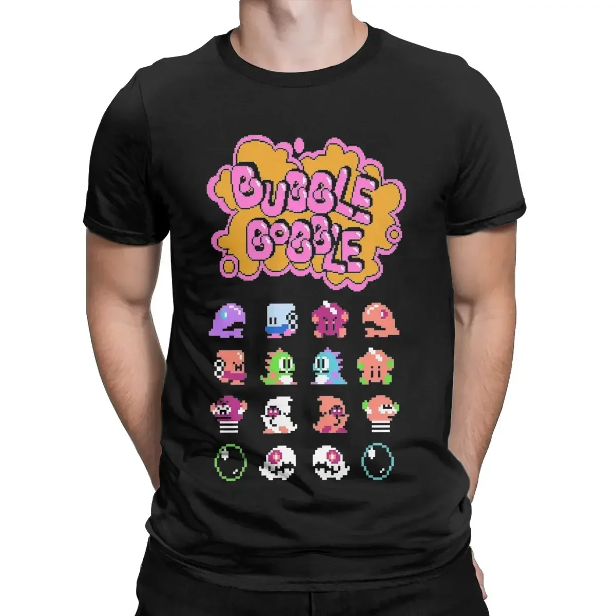 Funny Bubble Bobble T-Shirts Men Round Neck Cotton T Shirt Short Sleeve Tees Party Clothes