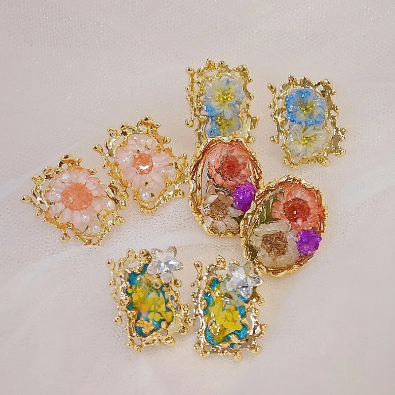 3254 بالجملة العصرية اليدوية سلسلة الزهور المجففة الأقراط الرائعة النجوم رائع الأقراط الإبداعية عيد الميلاد هدية عيد ميلاد #3