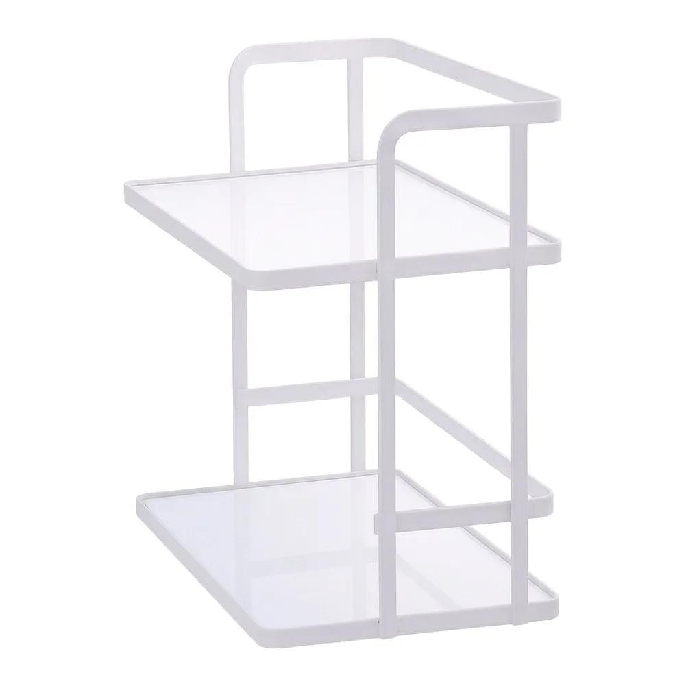 2-Tier Iron Countertop Shelf for Bathroom Kitchen Vanity Storage Supporting Multiple Item Categories Without Visual Overload