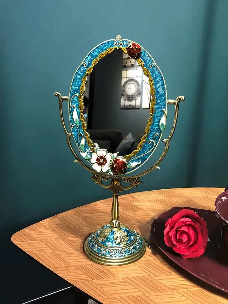 For Retro single-sided desktop mirror creative princess vanity mirror high definition desktop vanity mirror light luxury