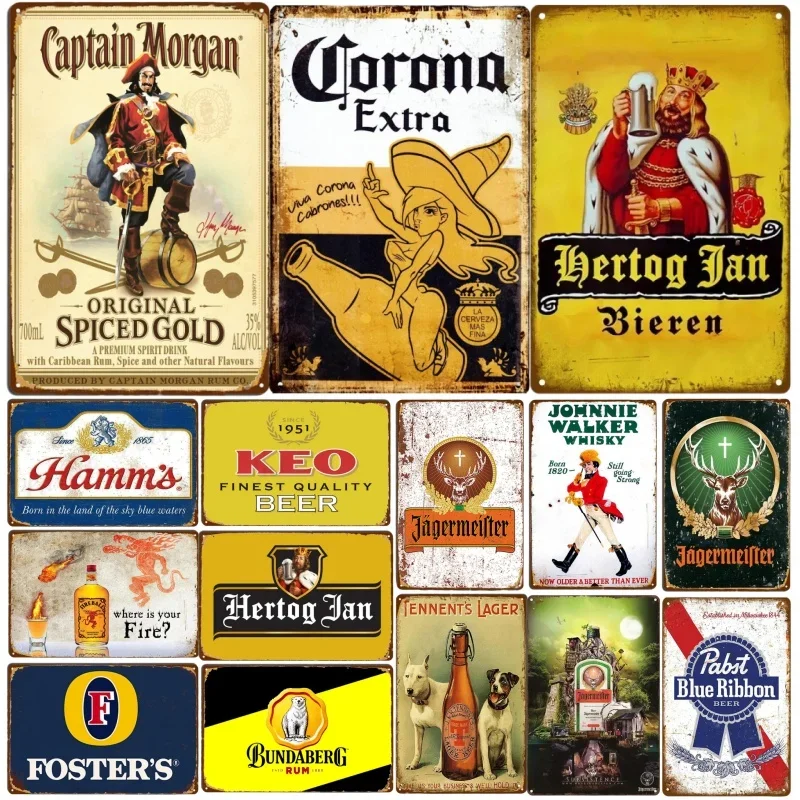 Metal Tin Poster Classic Beer Brand Sign Plaque for Bar Club Decor Retro Home Vintage Wall Plate Pendant