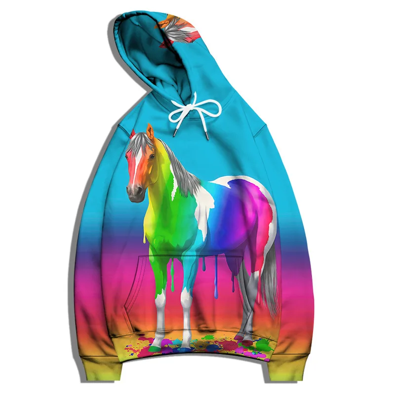 New 2025 Men Hoodie Animal Horse Cat Cartoon Unicorn 3D Print Hooded Sweatshirt Female Harajuku Clothes Pullover Euro Size S-6XL