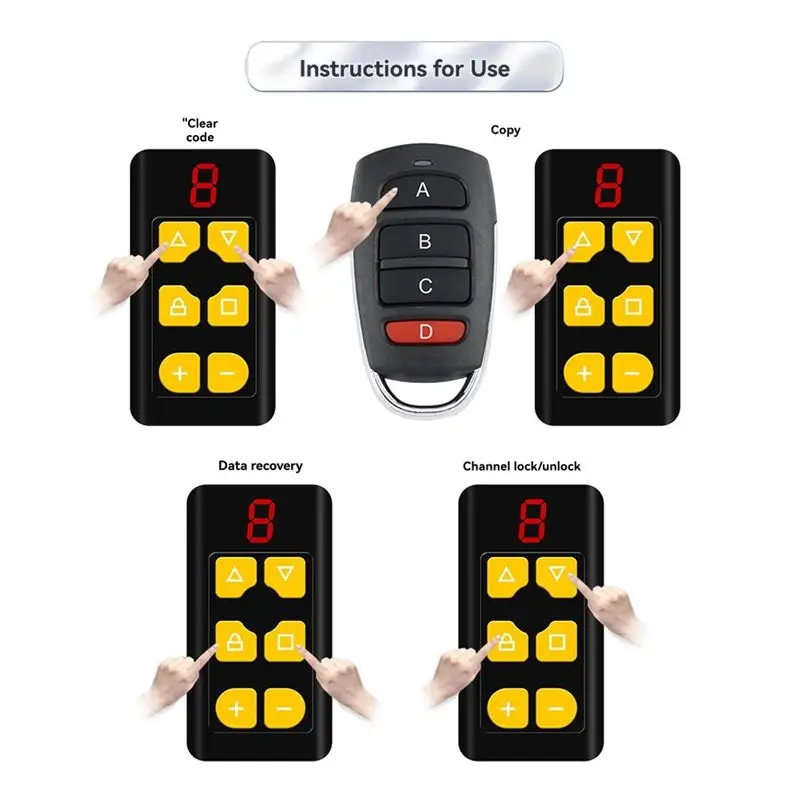 FULL-Copy Remote Control Multi-Frequency 8 Channels 315MHZ-868MHZ Multi-Frequency Code Grabber Grey