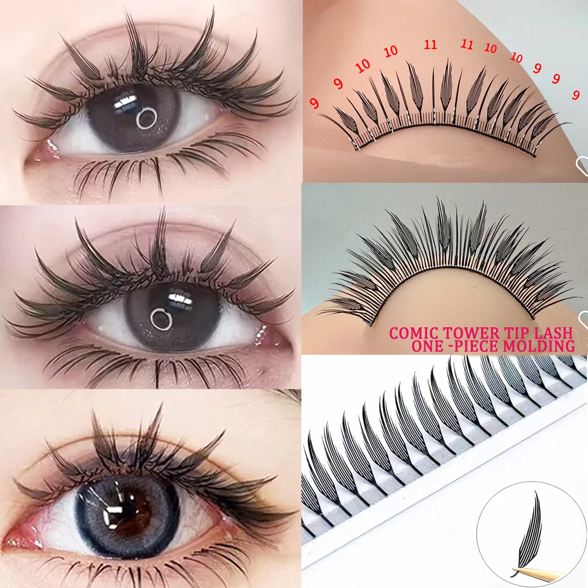 Domi Premade Spire Eyelash Fans Anime Effect Soft Plume Fluttering Comic False Eyelashes Extensions In'di'vidual Lashes Makeup