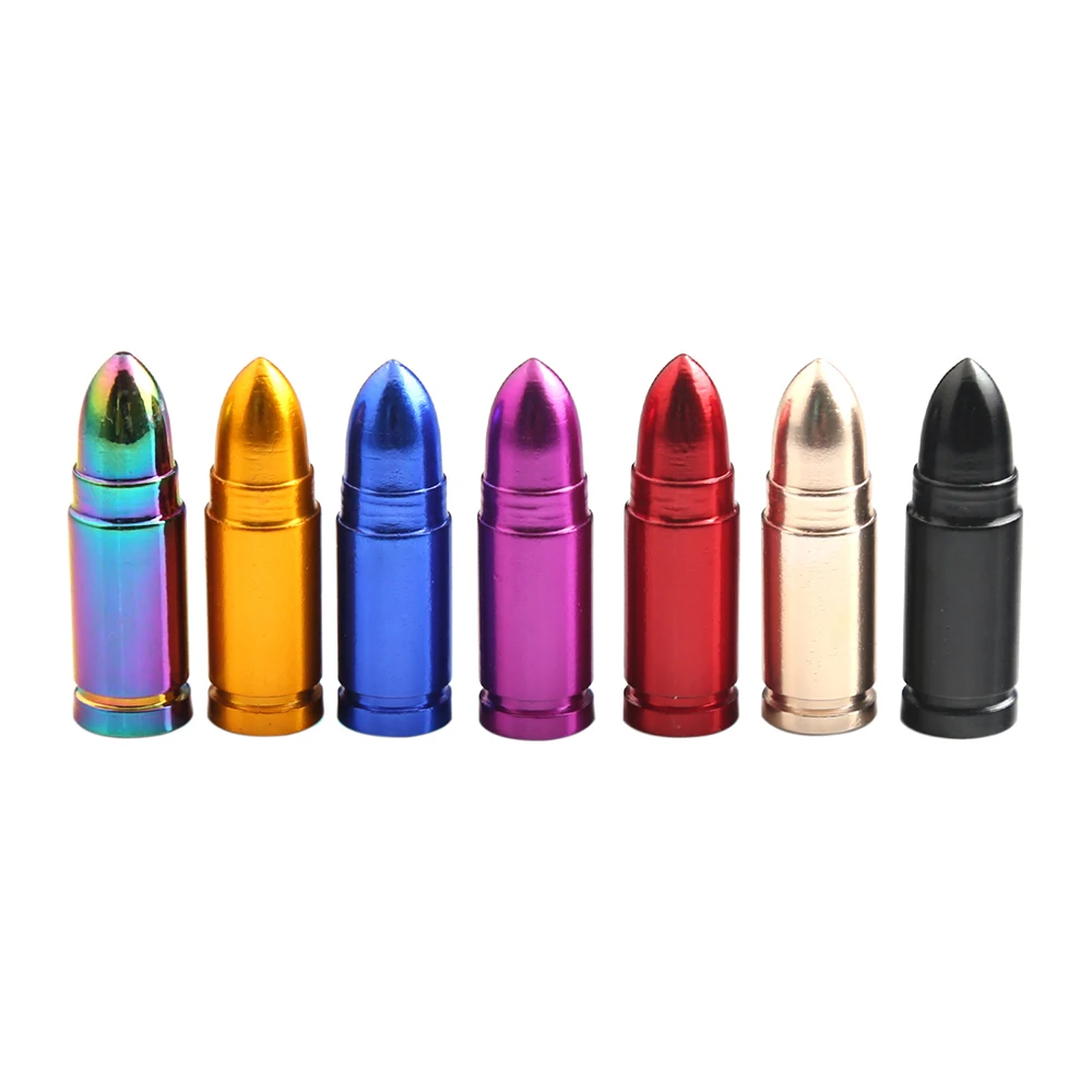 Type Aluminum Alloy Valve Caps US Standard Dazzling Color Tyre Valve Dust Caps for Car, Motorbike, Bike and Bicycle, 4 Pack