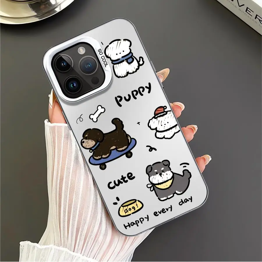 아이폰 14 15 16 플러스 11 12 13 프로 맥스 17 에어 16e용 소프트 쉘 폰 케이스 귀여운 만화 강아지 디자인