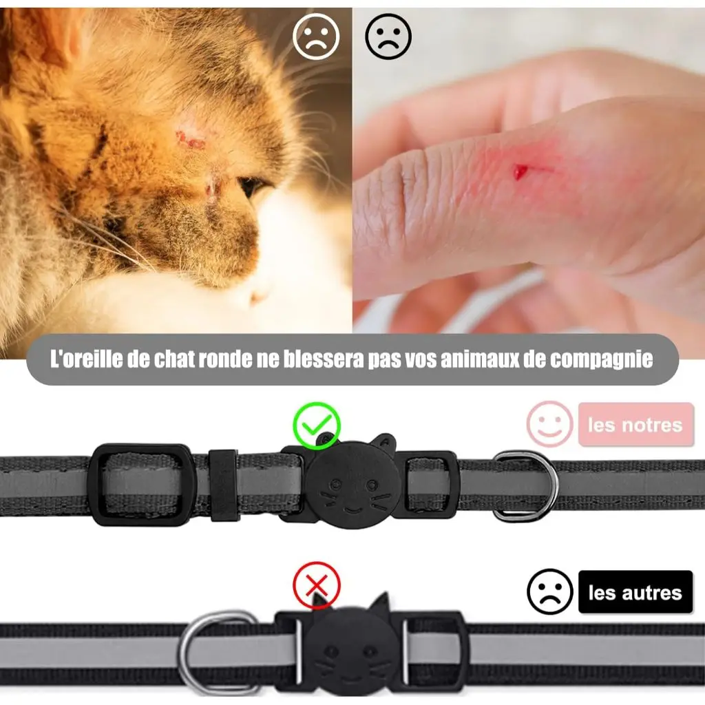 อุปกรณ์เสริมปลอกคอ Airtag Cat, ปลอกคอสะท้อนแสงแบบปรับได้พร้อมกระดิ่ง, ป้องกันการสําลักและหัวเข็มขัดนิรภัย, เข้ากันได้กับ Apple Airtag