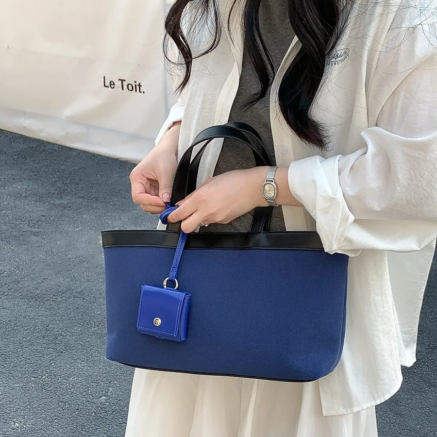 

Versatile Simple Tote Bags Women Luxury Splicing Contrasting Colors Shoulder Bag Designer Fashion Casual Handbag Canvas Trendy
