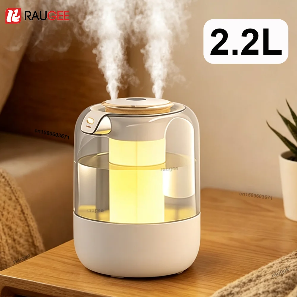 Air Humidifier Large Capacity 2.2L Home Humidifier Double Nozzle USB Humidifier Mute Mist Maker for Bedroom with LED Night Light