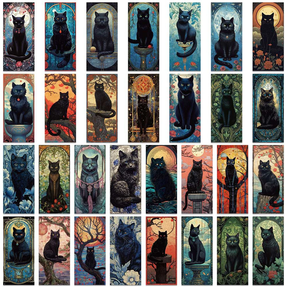 10/30/60 قطعة خمر القط الأسود بطاقة الكتابة على الجدران ملصقات الكرتون الإبداعية القوطية الشارات DIY بها بنفسك محمول الهاتف سجل القصاصات ملصق التعبئة #6