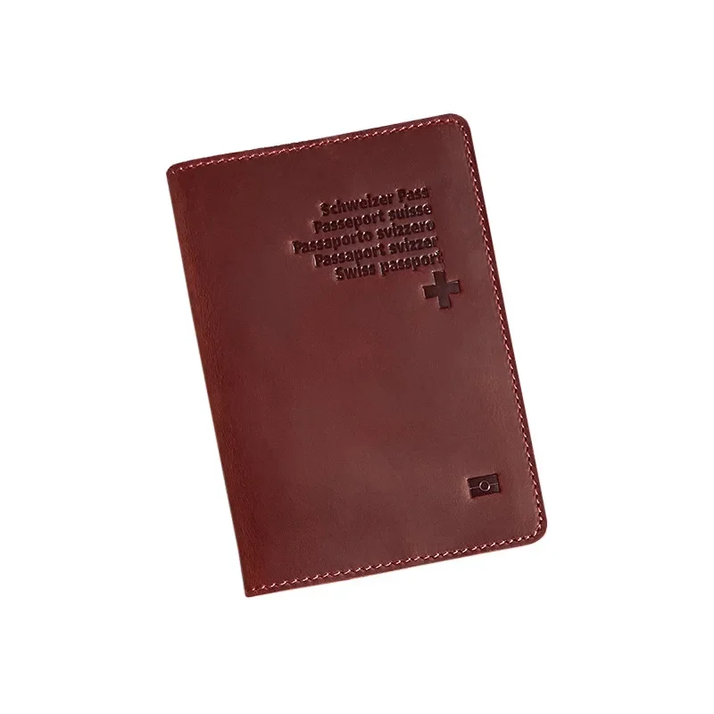 Funda de pasaporte suizo de cuero genuino, soporte de pasaporte de viaje suizo, billetera de pasaporte Schweizer Pass