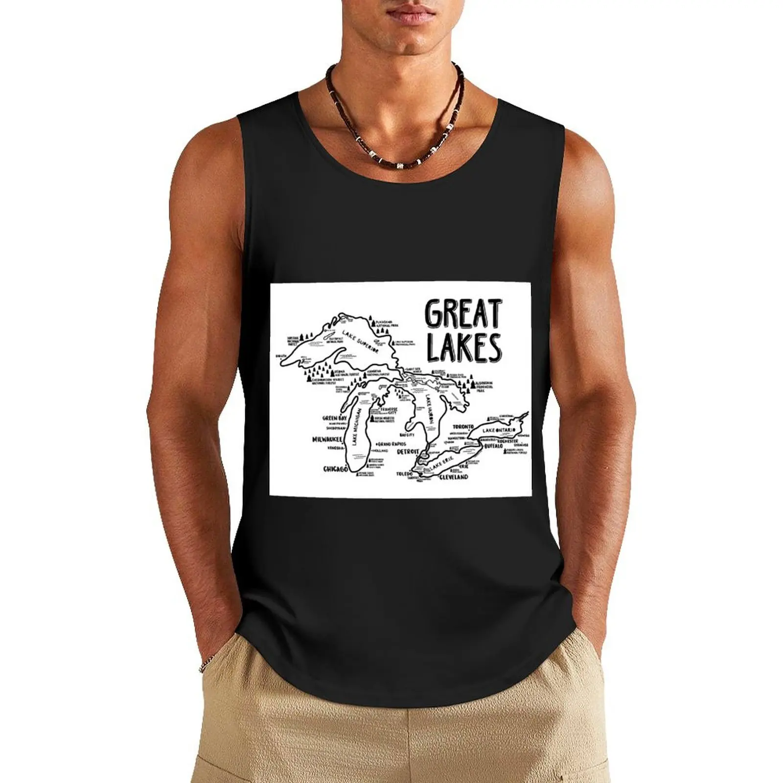

Great Lakes Map Tank Top Men's t shirt sports vest