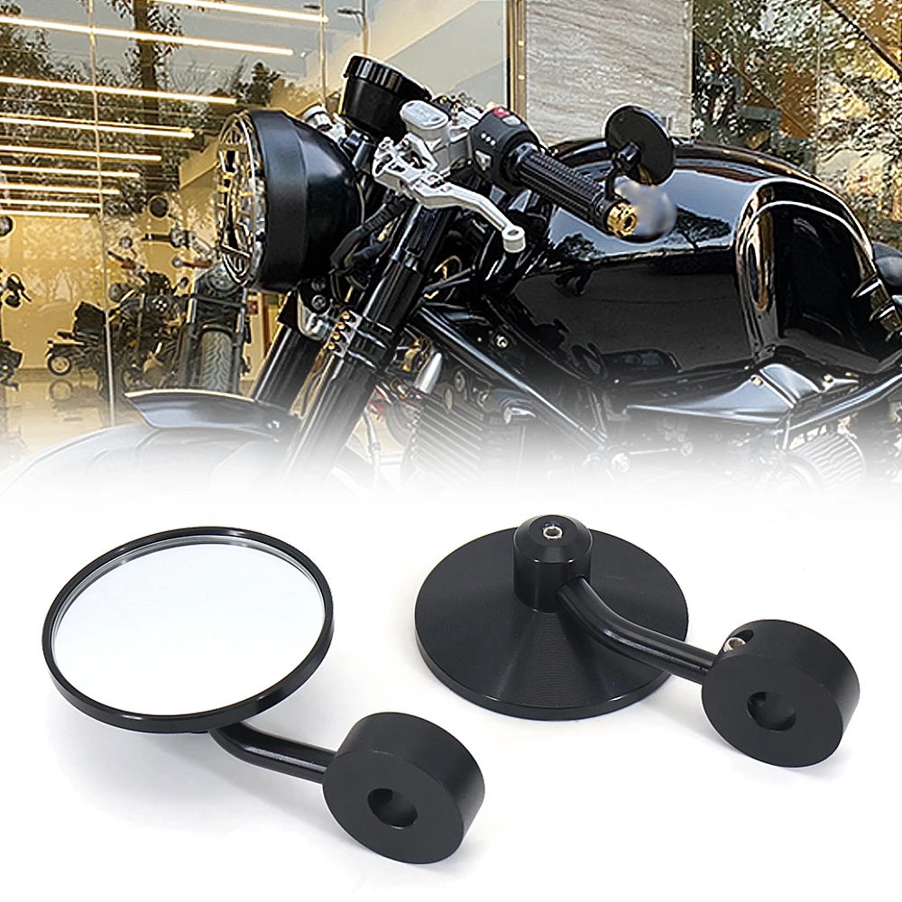 Motorcycle Rearview Handle Bar End Mirrors Round Convex Mirror Side Mirror For BMW R9T RnineT R Nine T