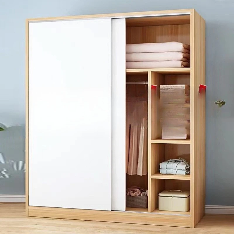 armadio, porta scorrevole per camera da letto domestica, semplice assemblaggio di armadi per stanze in affitto, piccolo appartamento in legno massello per bambini