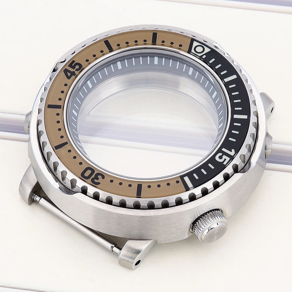 10ATM Taucher 43mm Uhrengehäuse Wasserdicht Saphirglas Für NH35 NH36 NH34/38 Uhrwerk Modifiziertes Tuna Canned Gehäuse C3 Glas Lünette – Detail 4