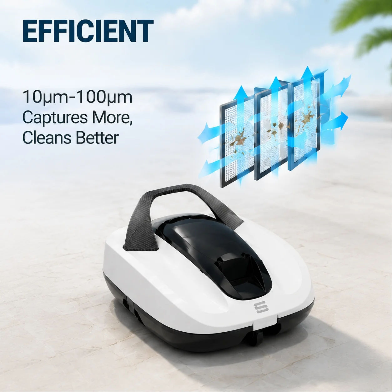 Professional Robotic Pool Cleaner Adjustable Filter System 10-100μm Cordless Automatic Swimming Pool Cleaning Machine