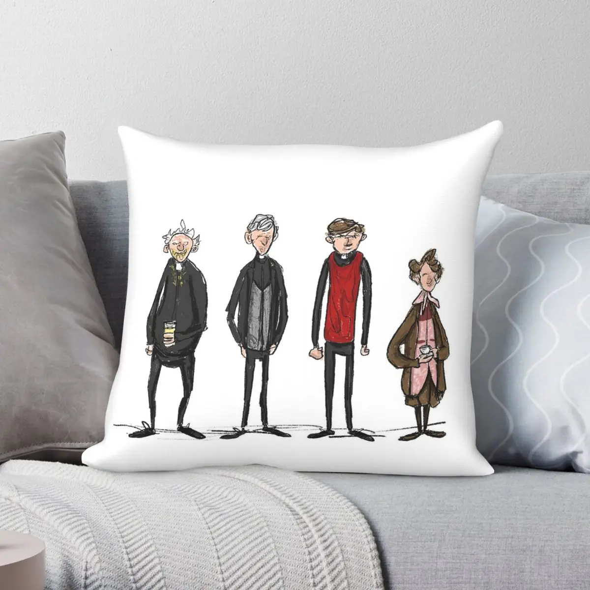 Father Ted And Friends Square Pillowcase Polyester Linen Velvet Creative Zip Decorative Pillow Case Bed Cushion Case