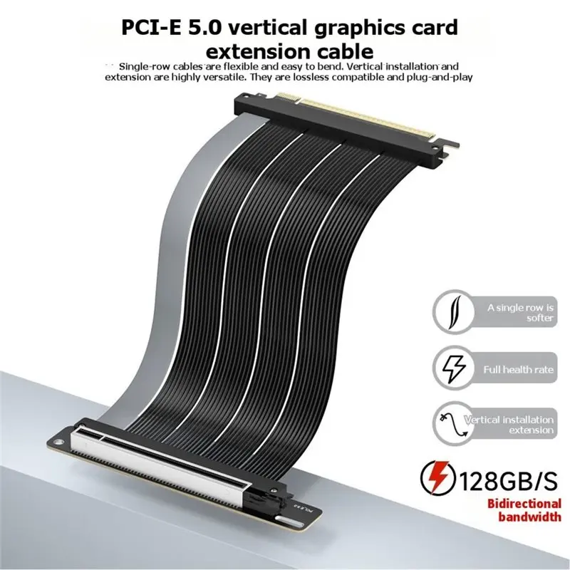 X64A-Pcie5.0 X16 Vertical GPU Riser Cable 128GB/S For RTX 50 20Cm