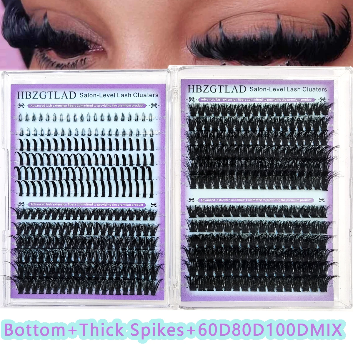 HBZGTLAD 60D-180D Volumen-Wimperncluster mit Spikes, Einzelwimpern-Cluster-Extensions, DIY Fairy/Manga-Stil – Detail 15