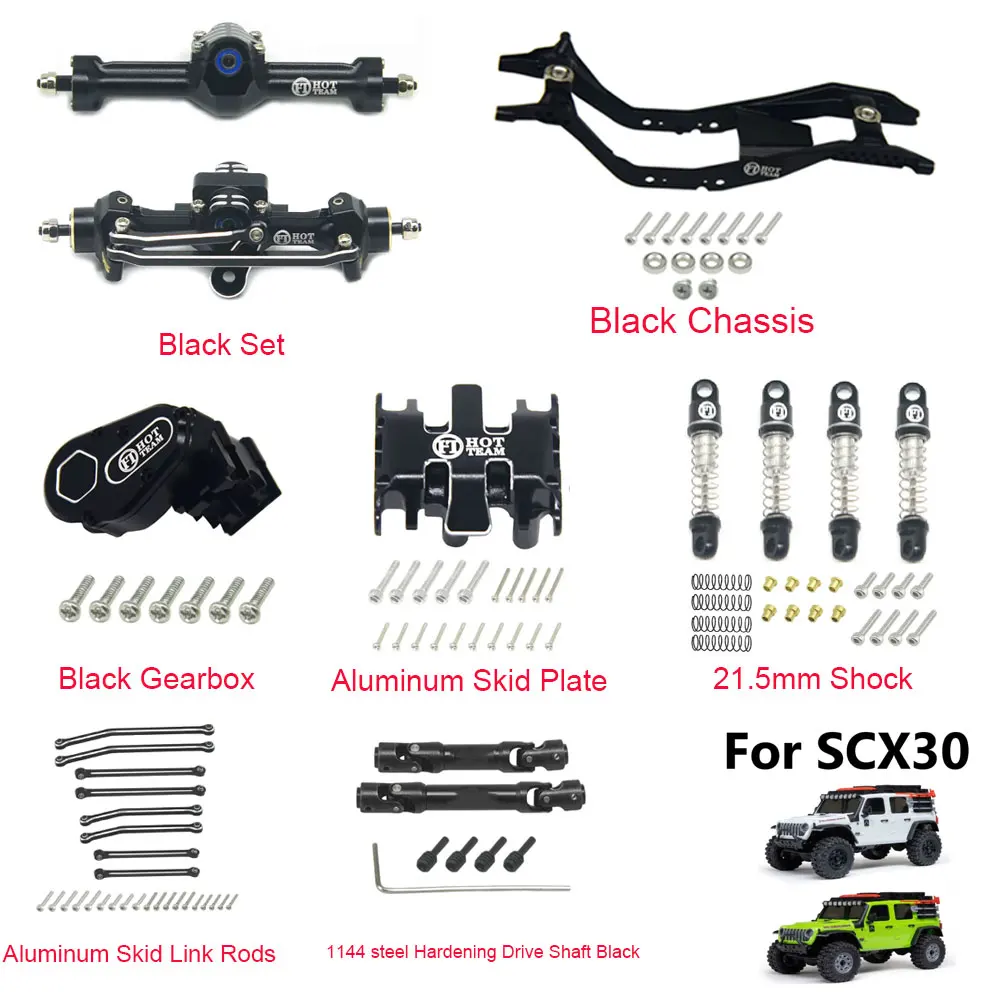 

Hot Team Aluminium 7-комплект передней/задней оси и коробки передач, противоскользящие, амортизаторы и скольжения шасси для осевой части автомобиля SCX30 RC