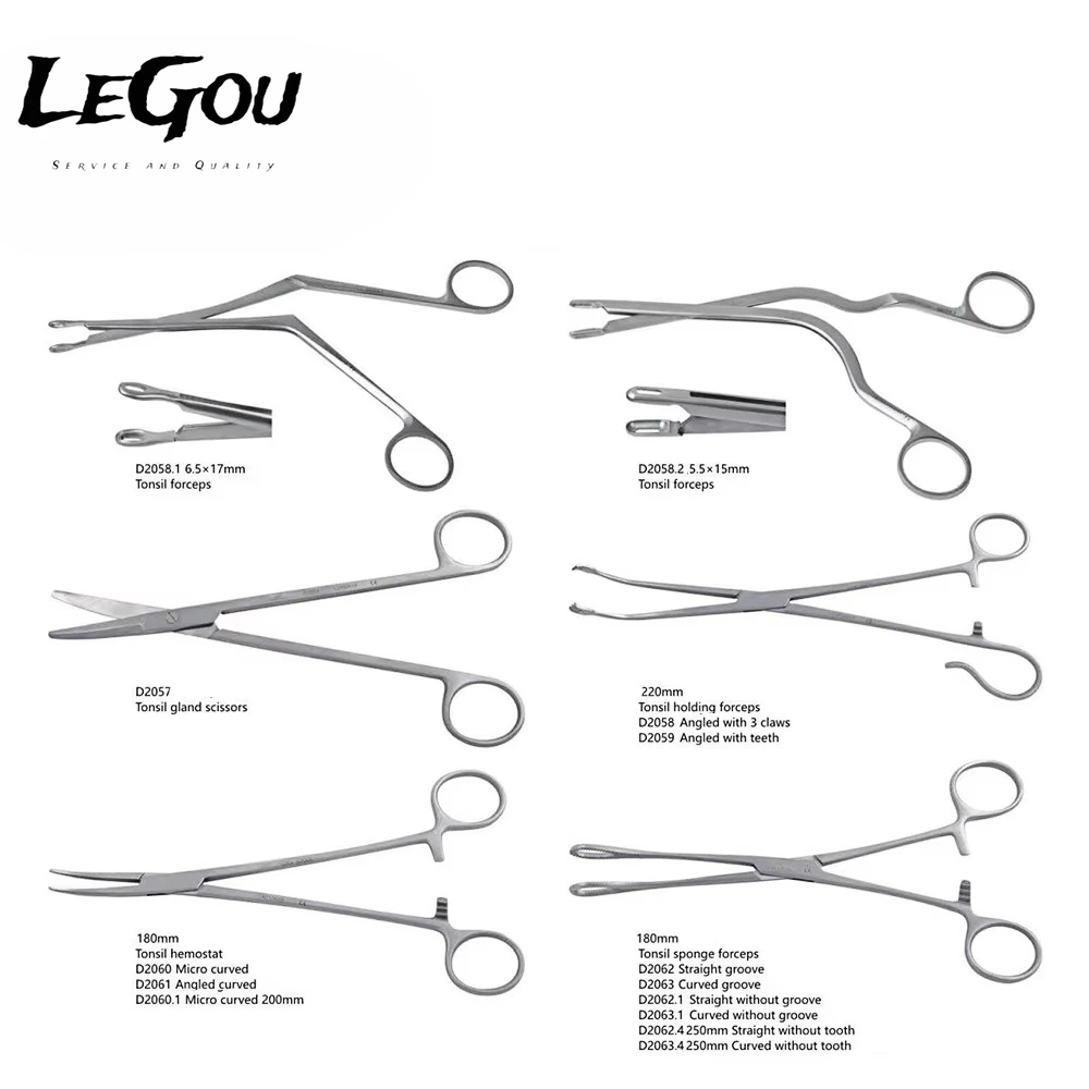 LeGou Professional Premium Manual Power Source Laryngeal Instruments Tonsil Holding Forceps