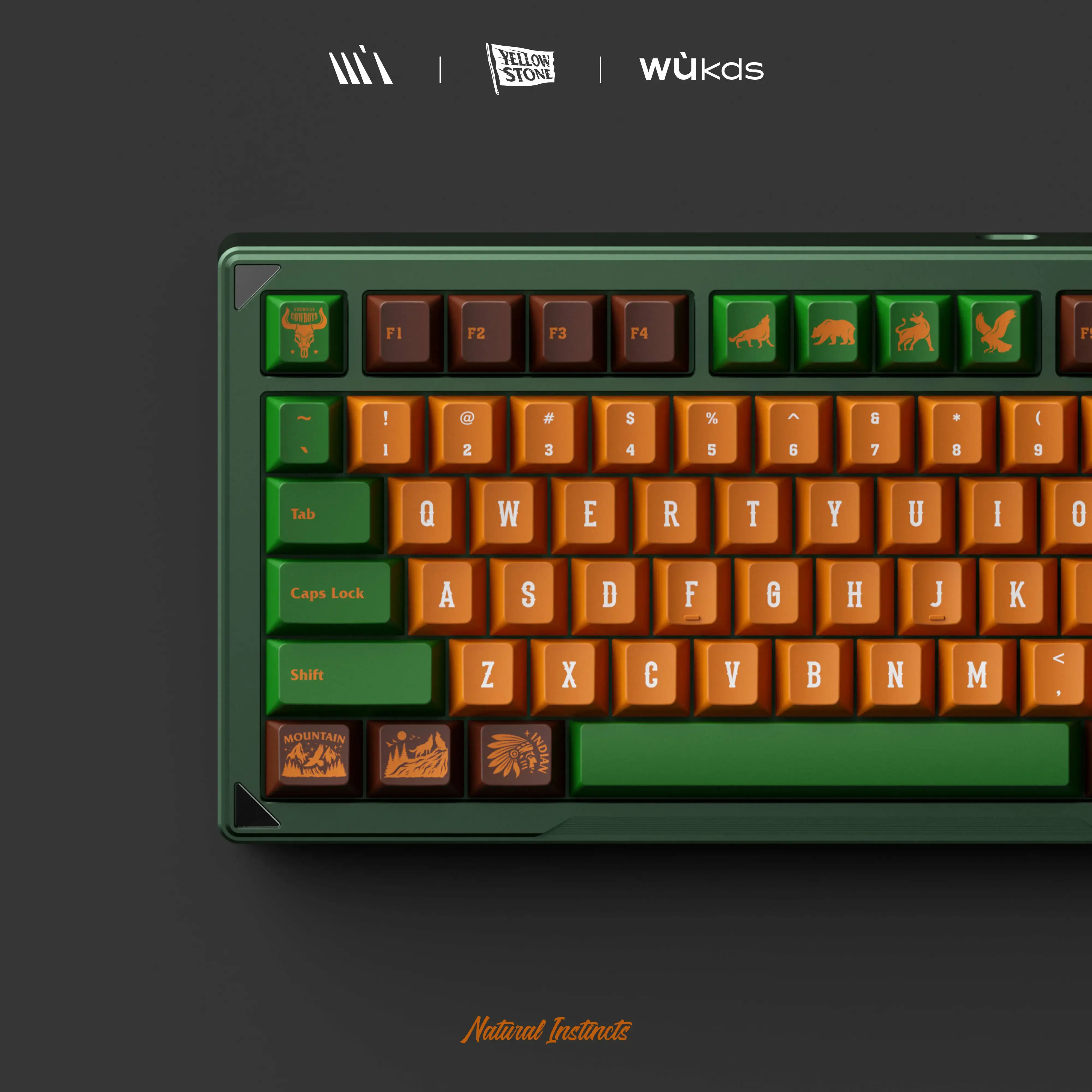 

Original keycaps - Yellowstone 172 keys Original height PBT full five-sided sublimation mechanical keyboard