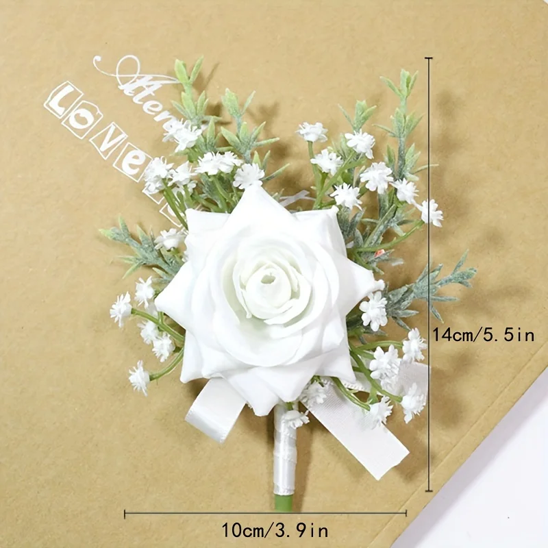 1pcs Wedding Flower Art Business Celebration Opening Guests Breast Flower Hand Flower White Sky Star Rose