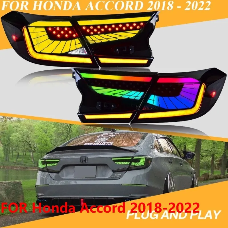 

Для Honda Accord 2018-2022 левый + правый RGB задние фонари дымчатые светодиодные задние фонари