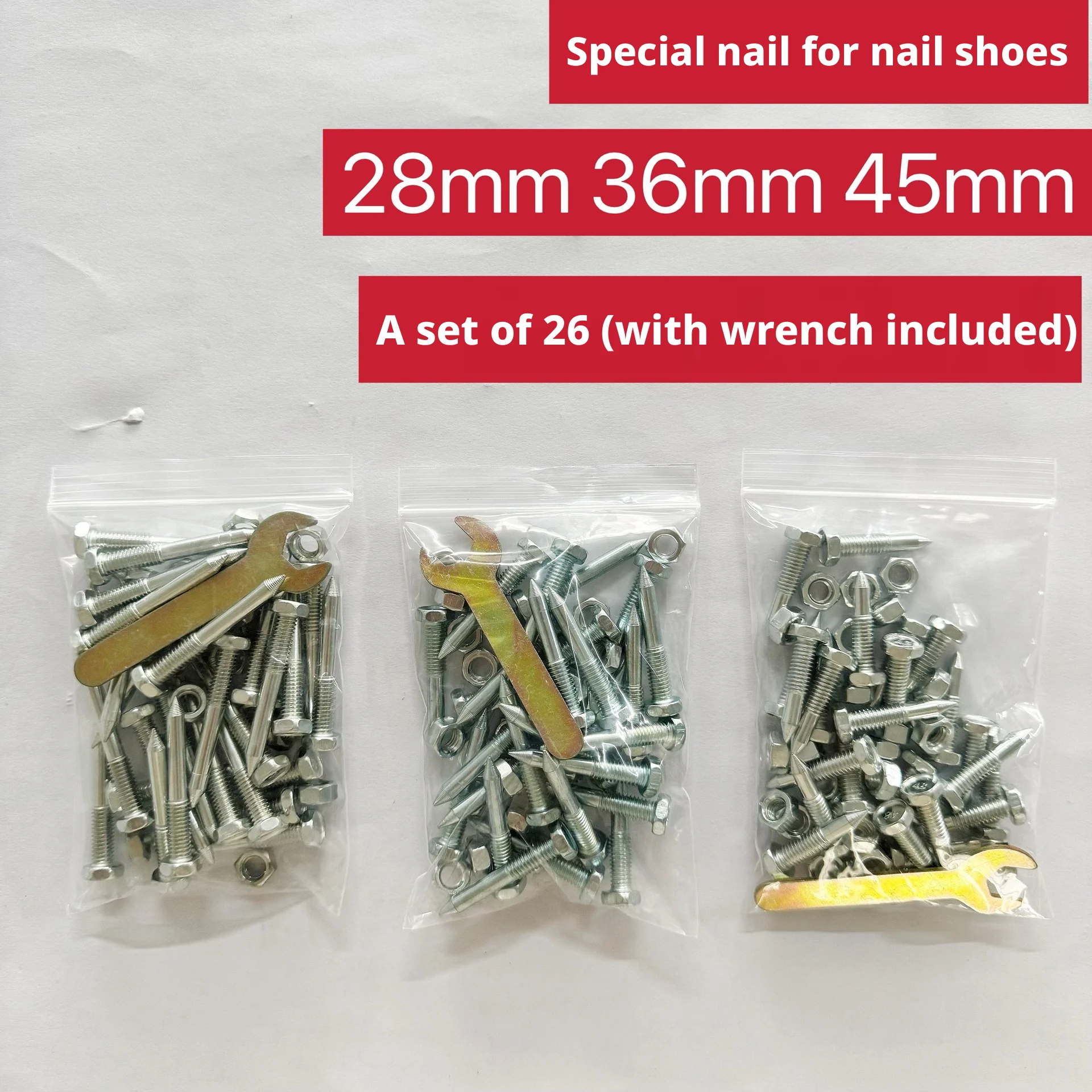 26pcs Nails/Pointed Screws 28/36/45mm for Spike Shoes Self-leveling and Garden Soil Aerating Spikes Shoes