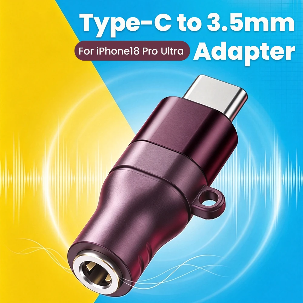 Phone Audio Adapter Type-C to 3.5mm Earphone Mini Converter Compatible with iPhone 15 16 17 18 Pro Duo Foldable Phones