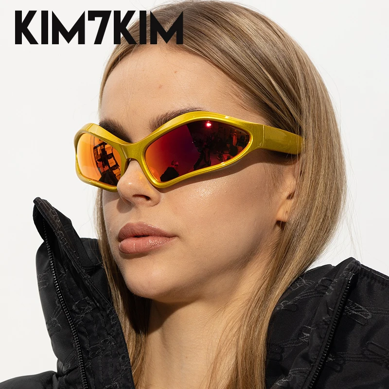 Steampunk Y2k Sports Sunglasses Women Retro 2000's Fennec Oval Sun Glasses Men 2023 Luxury Brand Trendy Irregular Punk Sunglass