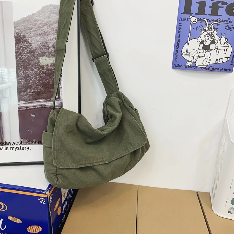Damska torba typu Messenger Bag Vintage torebka płócienna torby na ramię Tote torebka na co dzień torba Crossbody dla nastolatków