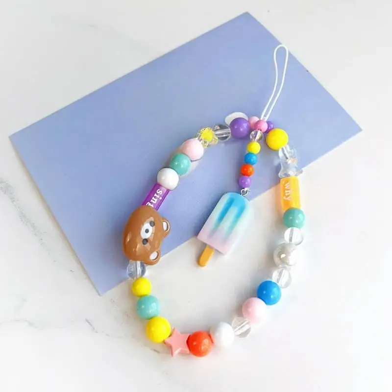 Phone Charm Aesthetic Cell Phone Chain Strap Beaded Cute Charm for Cellphone Purse Backpack Bag Wallet Key Chain Stylish