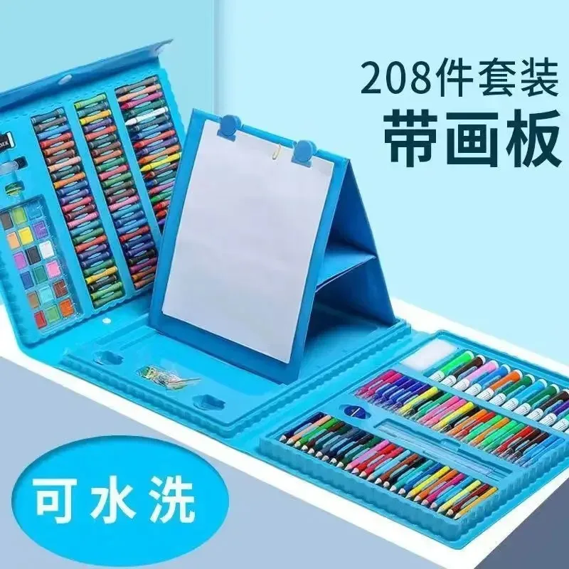 208Pcs/set Watercolor Pen Primary School Children with Easel Kindergarten Gift Washable Color Pen Oil Painting Stick Crayon
