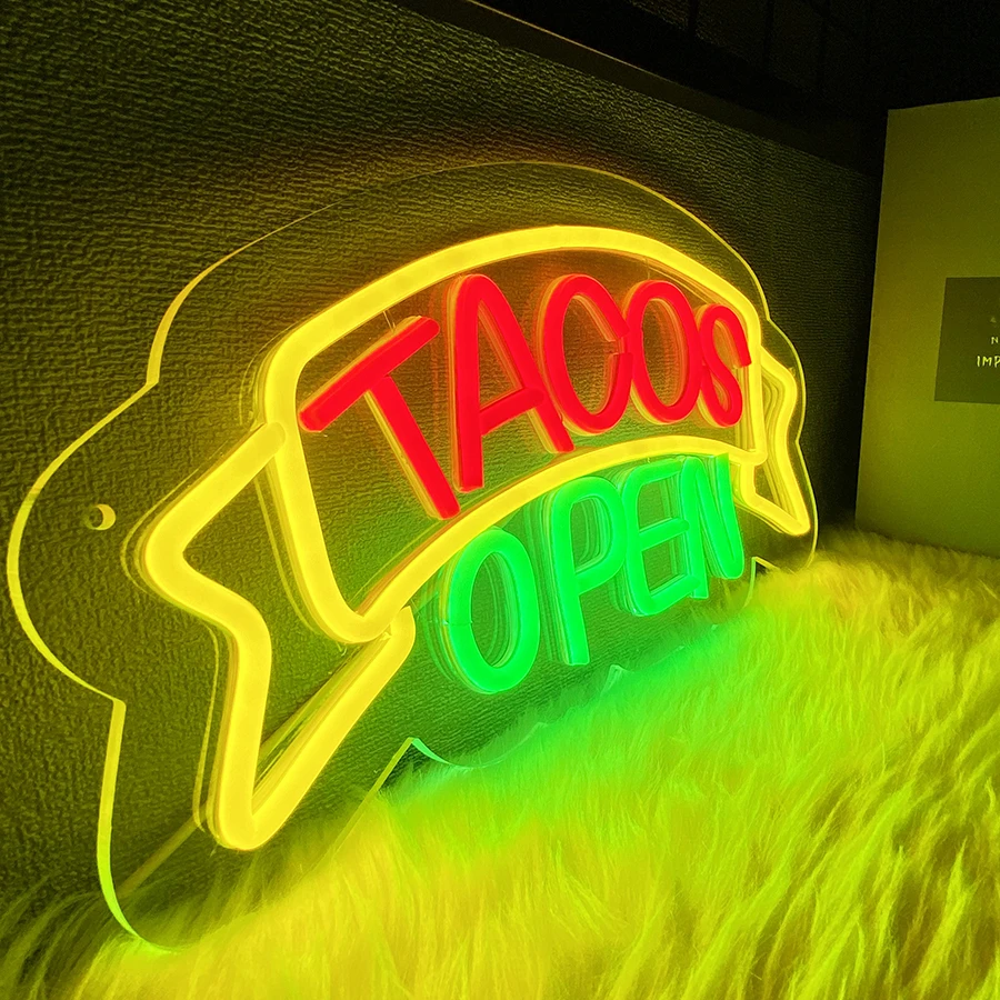 Taco Bar Neon Signs for Wall Decor, LED Taco Neon Sign for Restaurant Decor, Taco Party Food Light Kitchen Coffee Bar Wall Decor