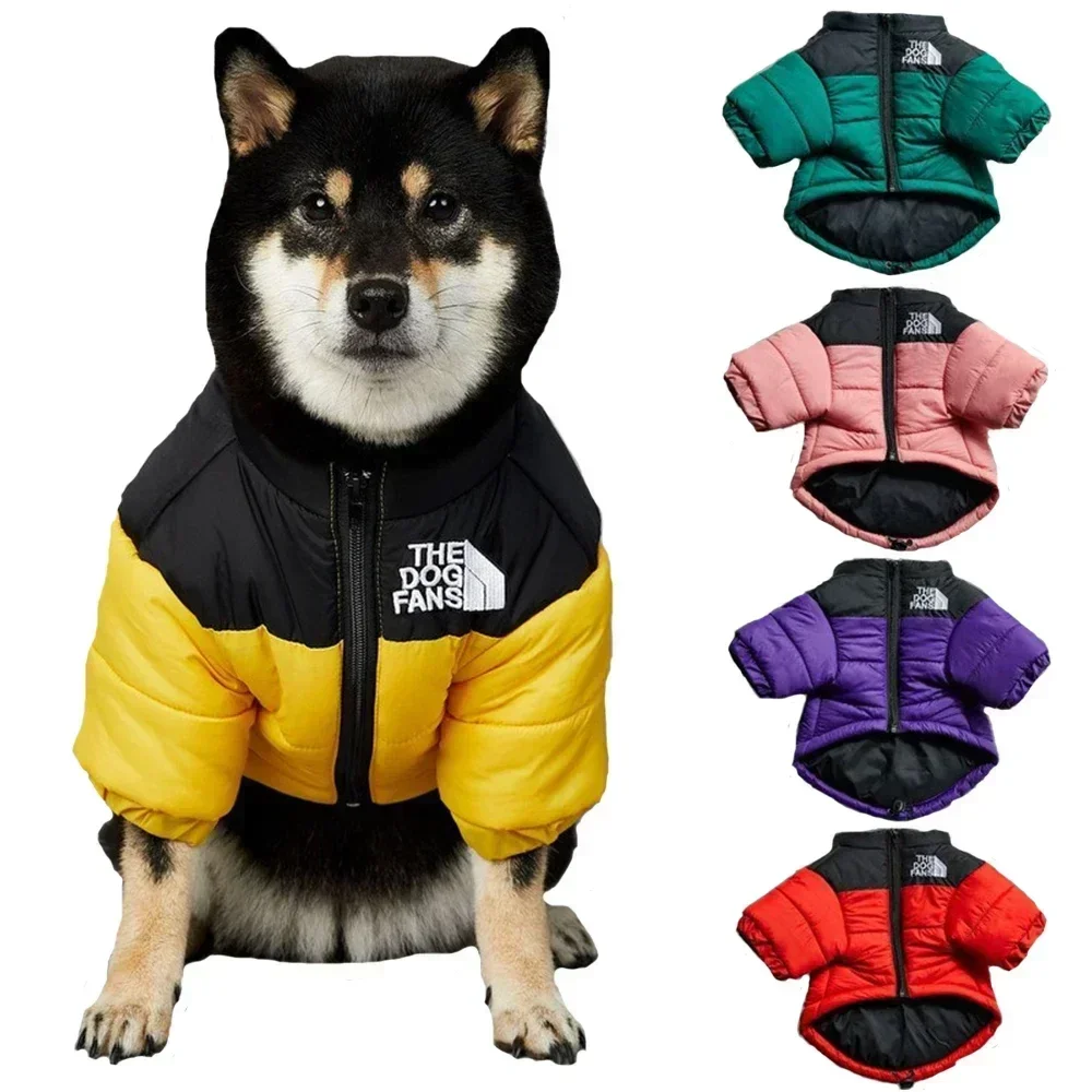 Dog Face Puffer Jacket Clothes Pet Puppy Hoodies Raincoats Warm Weatherproof Sweatshirt For Large Medium Small Dog