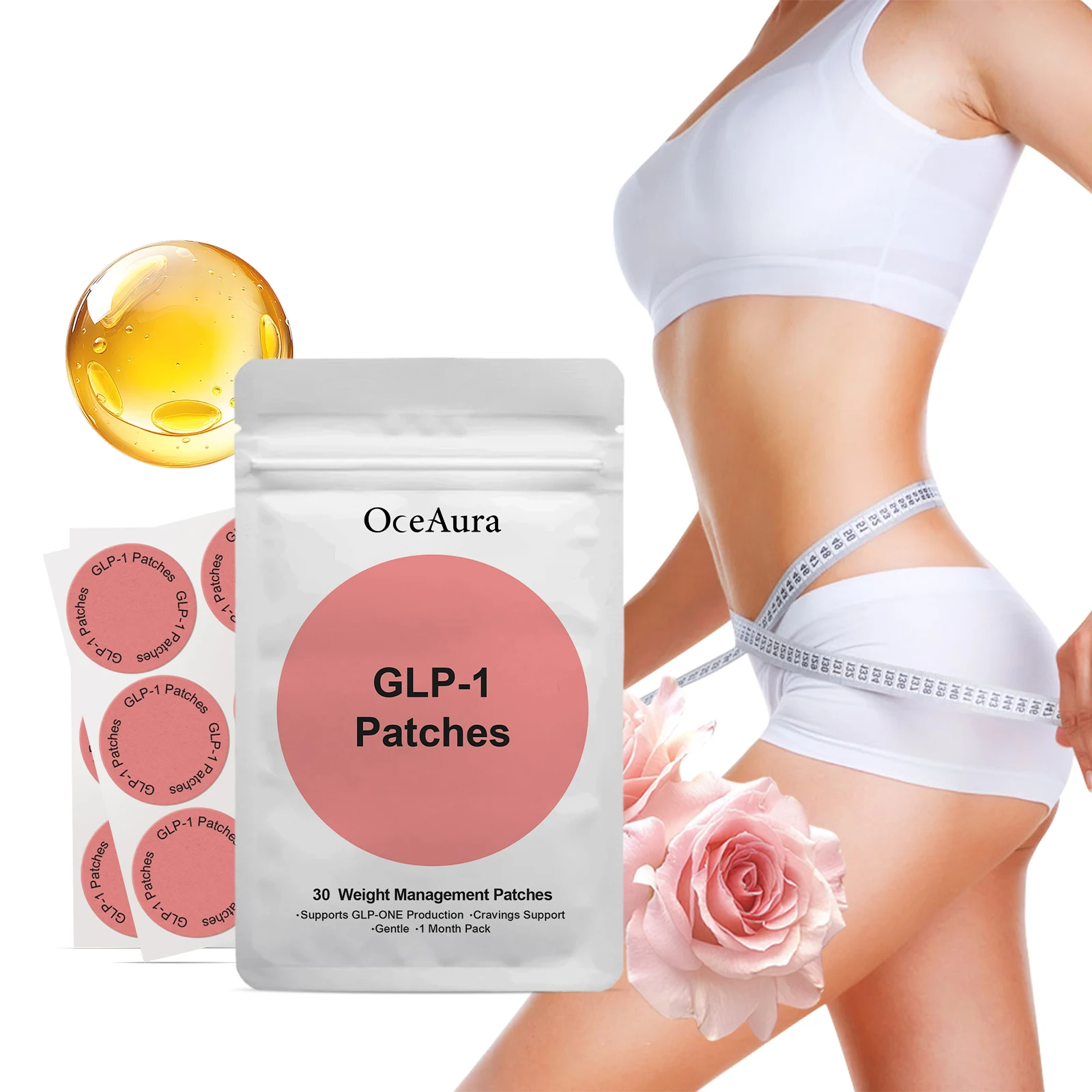 Body Shaping GLP-1 Patches Firming & Tightening Skin Care Fat Burning Gently Weight Management Stickers for Stomach Thighs Arms