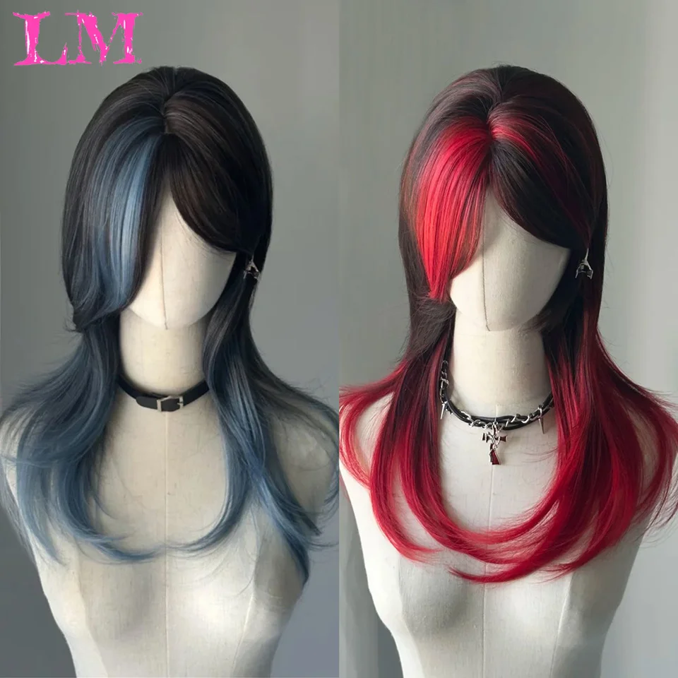

LM Synthetic Wigs with Bangs Shoulder Length Layered Wig Short Straight Hair for Daily Natural Looking