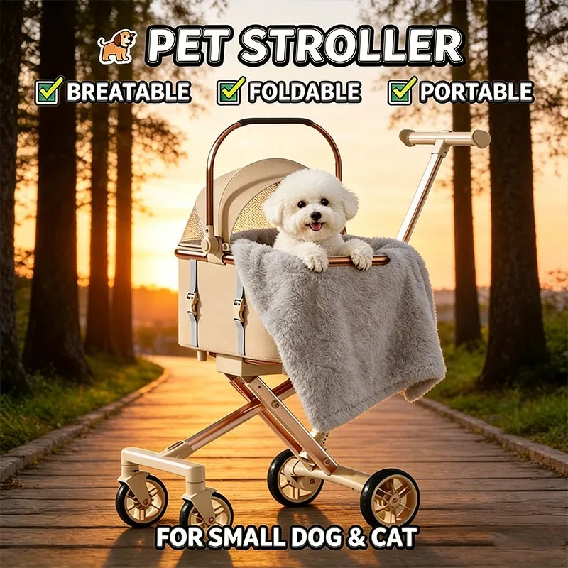 2026 New One Click Foldable Pet Stroller Portable Separable Light Weight Universal Outdoor Travel for Cats and Dogs Pet Stroller
