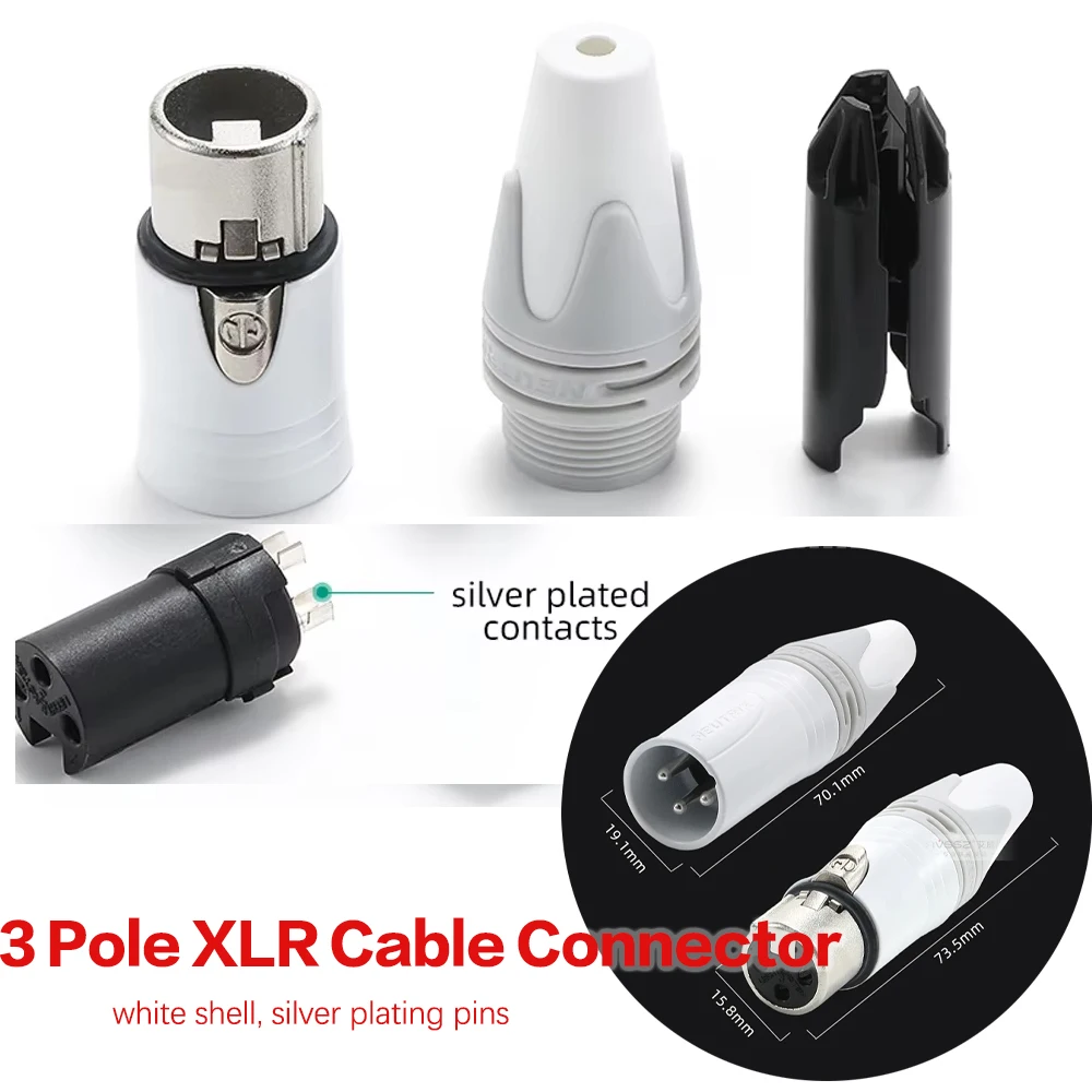 

XLR Plug 3 Pins Silver Plated DIY Microphone Cable Connector NC3FXX-WT NC3MXX-WT for Personalized Audio