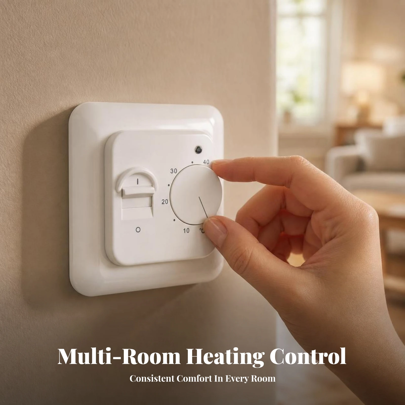 Manual Thermostat with Floor Sensor DIY Dial Thermostat with Sensor Temperature Controller Slim High Power for Homeowners