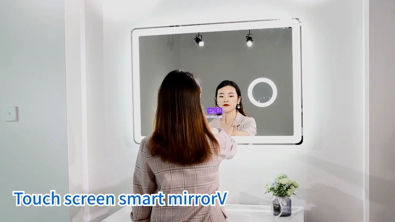 

High Quality Led Smart Mirror with Speaker Bathroom Hotel Full Shower Wall Lighted Mirror Wall Hanging Rectangle Modern Equipped