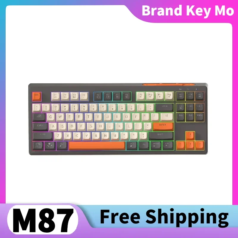 Free Wolf M87 Wireless Bluetooth Gaming Keyboard Multimedia Shortcut RGB  Low Latency Gaming Keyboard Dual System Switch